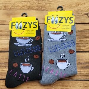 NWT Women's Foozys Coffee/Latte Socks - Black and Gray 2 Pair Set